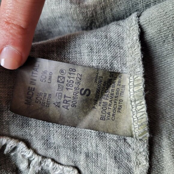 Womens Linen Blazer Duster Small Lightweight Military Grunge Retro Green Italy - Picture 3 of 7